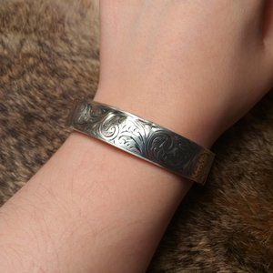 Antique sterling silver engraved bracelet
